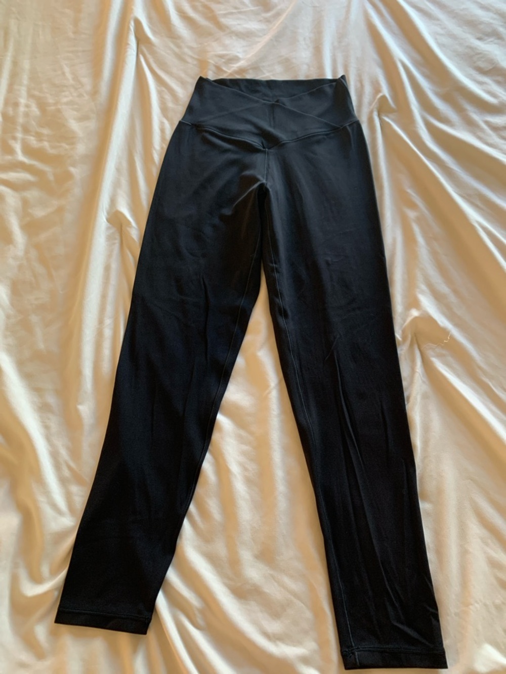 aerie Black Crossover High-Waist Leggings with Wide Waistband